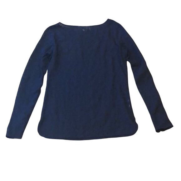 Loft Sheer Top Lace Long Sleeve Navy - Picture 5 of 5